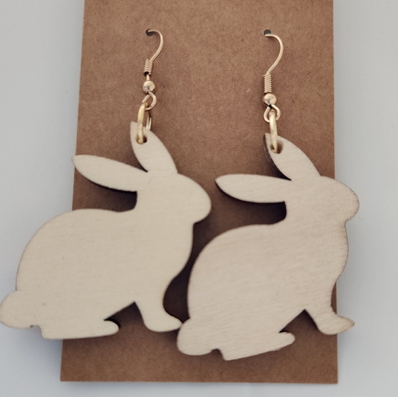 handmade Jewelry - Handmade Wooden Lightweight Rabbit Earrings